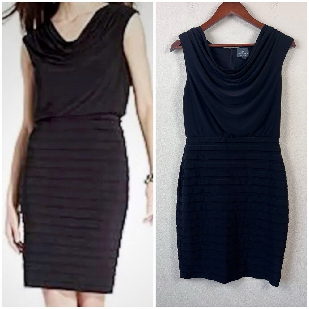 Adrianna Papell Black Cowl Neck Mini Dress